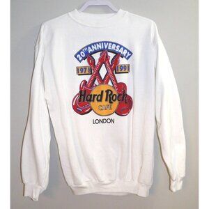 Vintage HARD ROCK CAFE London white sweat shirt 20th Anniversary 1991 Adult XL